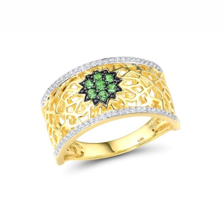 14KYWB Ring Diamond,Green Garnet (R315854GNG14KYWB) - US 6