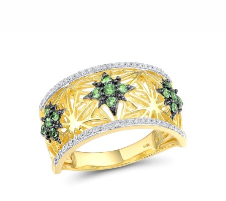 14KYWB Ring Diamond,Green Garnet (R315855GNG14KYWB) - US 6