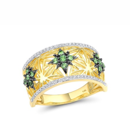 14KYWB Ring Diamond,Green Garnet (R315855GNG14KYWB) - US 6