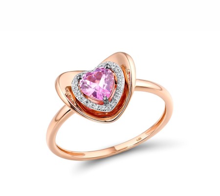 14KRWB Ring Diamond,Pink Sapphire (R315933PIS14KRWB) - US 7