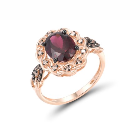 14KRB Ring Brown Diamond,Rhodolite Garnet (R315948RGB114KRB) - US 7