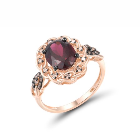 14KRB Ring Brown Diamond,Rhodolite Garnet (R315948RGB114KRB) - US 7