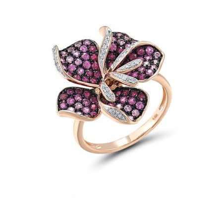 14KRWB Ring Diamond,Pink Sapphire,Ruby (R315990PRU14KRWB) - US 6