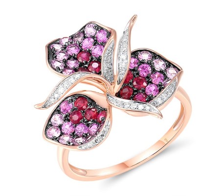 14KRWB Ring Diamond,Pink Sapphire,Ruby (R315991PRU14KRWB) - US 6