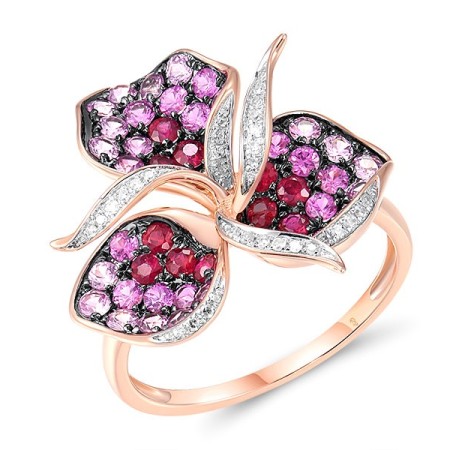 14KRWB Ring Diamond,Pink Sapphire,Ruby (R315991PRU14KRWB) - US 6