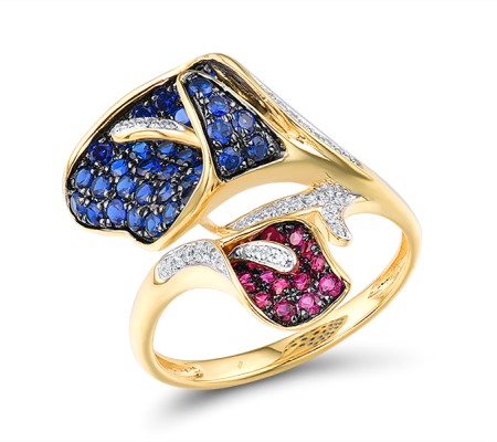 14KYWB Ring Blue Sapphire,Diamond,Ruby (R315992RUS14KYWB) - US 6