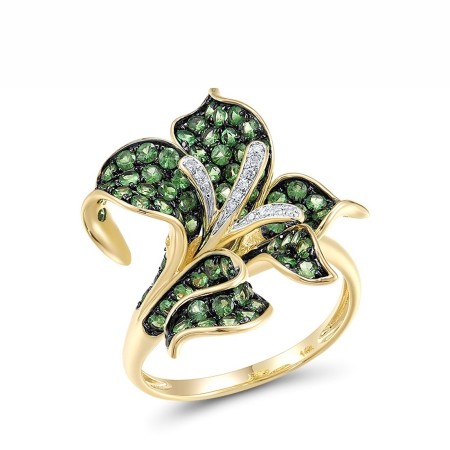 14KYWB Ring Diamond,Green Garnet (R315993GNG114KYWB) - US 6