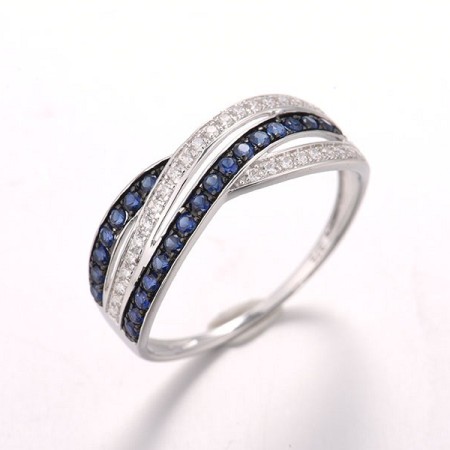 9KWB Ring Created Sapphire,White Cubic Zirconia (R316044CRSZ9KWB) - US 6