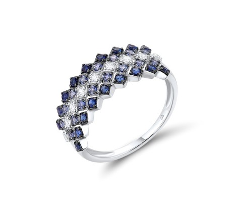 14KWB Ring Blue Sapphire,Diamond (R316110SAP14KWB)