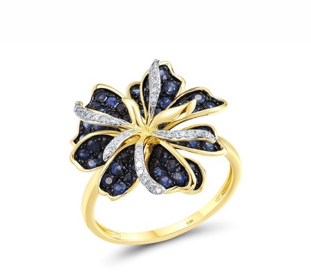 14KYWB Ring Blue Sapphire,Diamond (R316160SAP114KYWB) - US 6