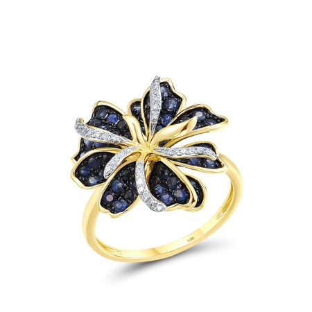 14KYWB Ring Blue Sapphire,Diamond (R316160SAP114KYWB) - US 6