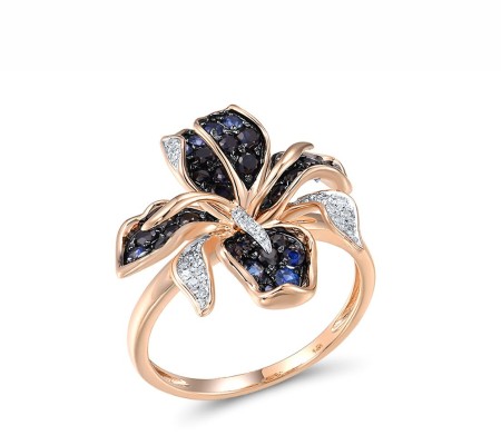 14KRWB Ring Blue Sapphire,Diamond (R316174SAP14KRWB) - US 8