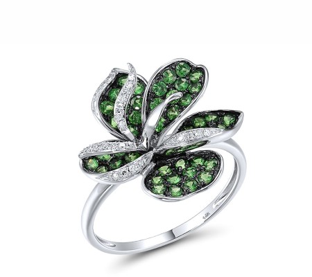 14KWB Ring Diamond,Green Garnet (R316176GNG114KWB) - US 6