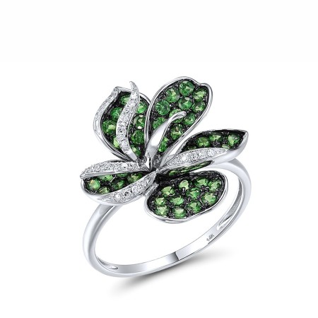 14KWB Ring Diamond,Green Garnet (R316176GNG114KWB) - US 6