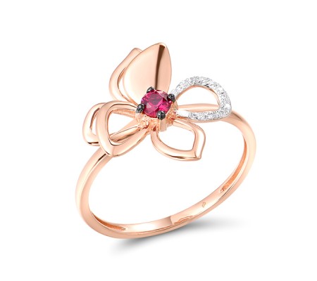 14KRWB Ring Diamond,Ruby (R316195RUY14KRWB) - US 6