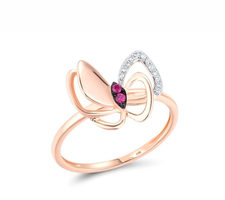 14KRWB Ring Diamond,Ruby (R316196RUY14KRWB) - US 7.5