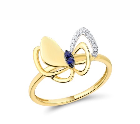 14KYWB Ring Blue Sapphire,Diamond (R316196SAP14KYWB) - US 6