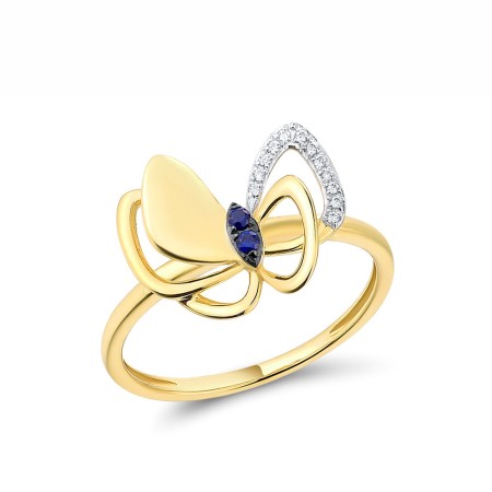 14KYWB Ring Blue Sapphire,Diamond (R316196SAP14KYWB) - US 6