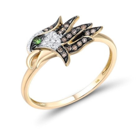 14KYWB Ring Brown Diamond,Diamond,Green Garnet (R316393GBR14KYWB) - US 6