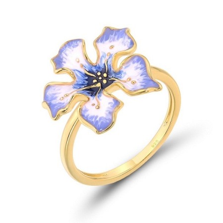 Sterling Silver w/ Yellow Plating Ring Enamel (R316400ENASY925) - US 7