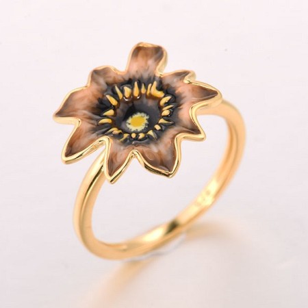 Sterling Silver w/ Yellow Plating Ring Enamel (R316401ENASY925) - US 6