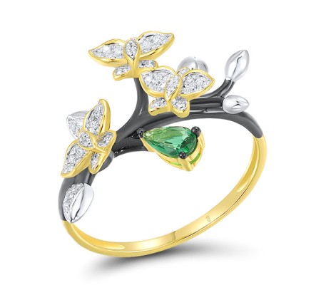 14KYWB Ring Diamond,Emerald (R316416EMR14KYWB)