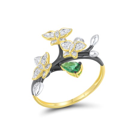 14KYWB Ring Diamond,Emerald (R316416EMR14KYWB)