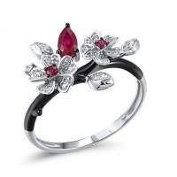 14KWB Ring Diamond,Ruby (R316417RUY14KWB)