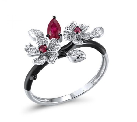 14KWB Ring Diamond,Ruby (R316417RUY14KWB)