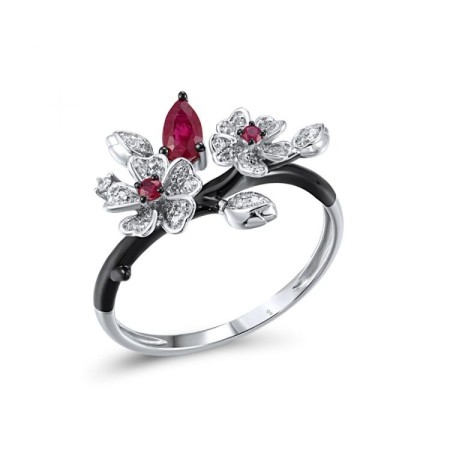 14KWB Ring Diamond,Ruby (R316417RUY14KWB)