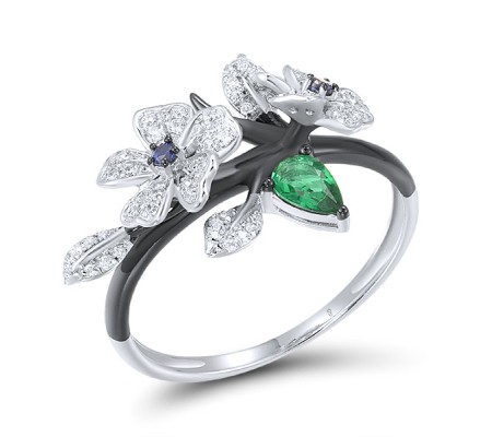 14KWB Ring Blue Sapphire,Diamond,Emerald (R316418EMS14KWB)