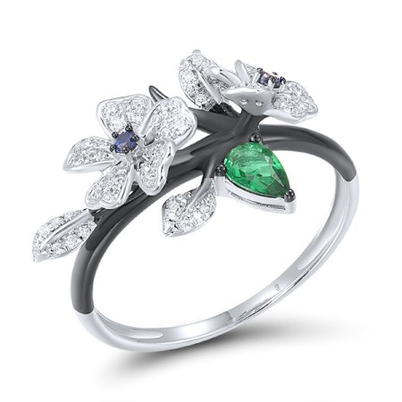 14KWB Ring Blue Sapphire,Diamond,Emerald (R316418EMS14KWB)