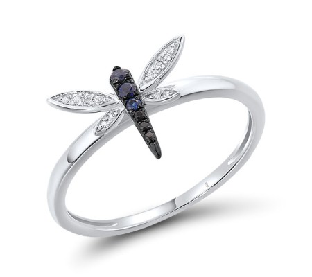 Sterling Silver w/ Black White Plating Ring Created Sapphire,Synthetic Black Spinel,White Cubic Zirconia (R316515BCSZSK925)