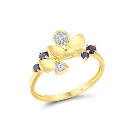 14KYW Ring Blue Sapphire,Diamond (R316518SAP14KYW) - US 7