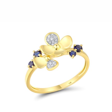 14KYW Ring Blue Sapphire,Diamond (R316518SAP14KYW) - US 7