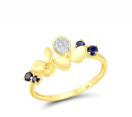 14KYW Ring Blue Sapphire,Diamond (R316519SAP14KYW) - US 6