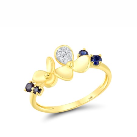14KYW Ring Blue Sapphire,Diamond (R316519SAP14KYW) - US 6