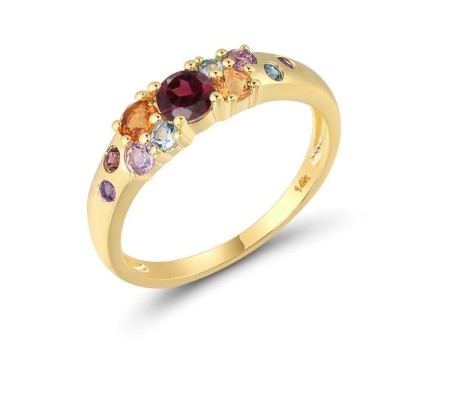 14KY Ring Amethyst,Blue Topaz (Swiss Blue),Citrine,London Blue Topaz,Rhodolite Garnet (R316545MUL14KY) - US 7