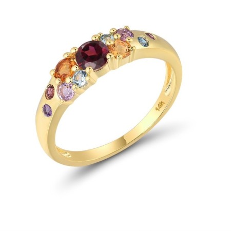 14KY Ring Amethyst,Blue Topaz (Swiss Blue),Citrine,London Blue Topaz,Rhodolite Garnet (R316545MUL14KY) - US 7