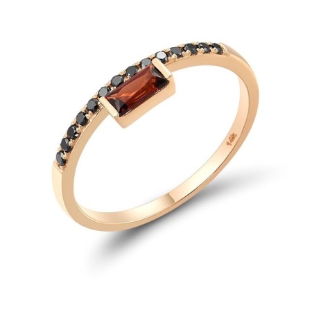 14KR Ring Black Diamond,Garnet (R316546BIG14KR) - US 6