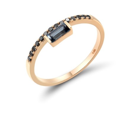 14KR Ring Black Diamond,London Blue Topaz (R316546BLDB14KR) - US 6