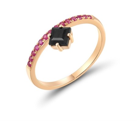 14KR Ring Black Sapphire,Ruby (R316547BAR14KR) - US 6