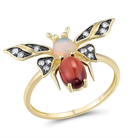 14KYB Ring Garnet,Opal,White Topaz (R316683OPGW14KYB) - US 6