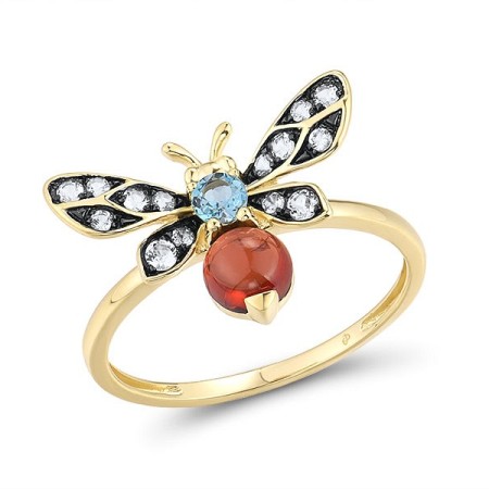 14KYB Ring Garnet,London Blue Topaz,White Topaz (R316686LDGW14KYB) - US 6