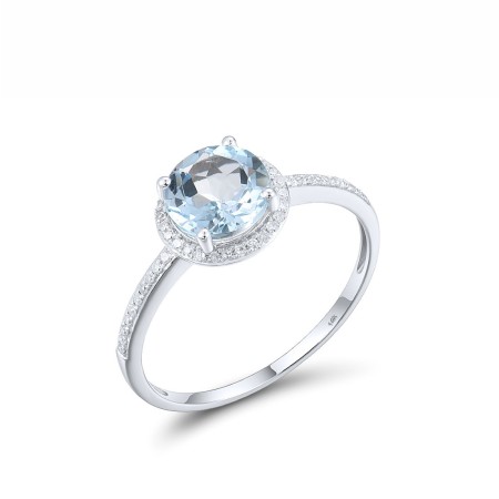 14KW Ring Blue Topaz (Sky Blue),Diamond (R316818BKT14KW) - US 6