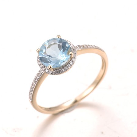 14KYW Ring Blue Topaz (Sky Blue),Diamond (R316818BKT14KYW) - US 7