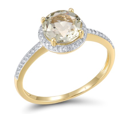 10KYW Ring Diamond,Prasiolite (Green Amethyst) (R316818GAM10KYW) - US 6