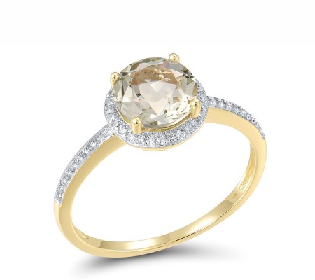 14KYW Ring Diamond,Prasiolite (Green Amethyst) (R316818GAM14KYW) - US 6