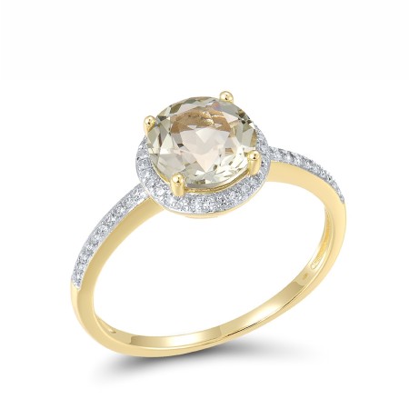 14KYW Ring Diamond,Prasiolite (Green Amethyst) (R316818GAM14KYW) - US 6
