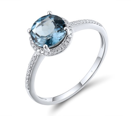 14KW Ring Diamond,London Blue Topaz (R316818LDB14KW) - US 7